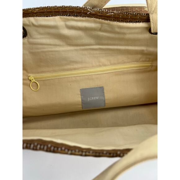 J.Crew straw and canvas hibiscus tote bag - Picture 7 of 9